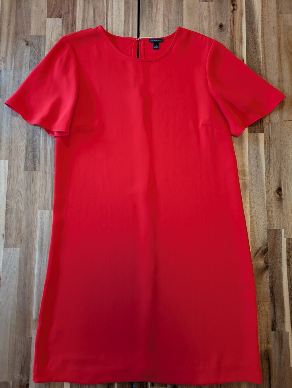 Ann Taylor Red Shift Dress Ruffle Sleeve Sz 8